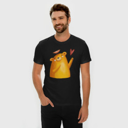 Мужская футболка хлопок Slim Влюбленный мишка с птичкой - фото 2