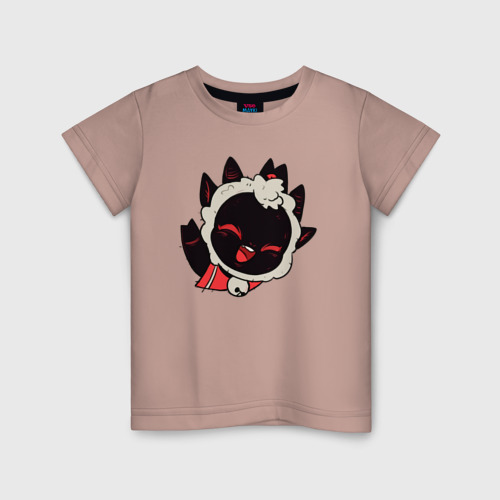 Детская футболка хлопок Cult of the Lamb - Овечка радостно приветствует, цвет пыльно-розовый
