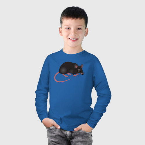 Детский лонгслив хлопок с принтом Крыса, фото на моделе #1