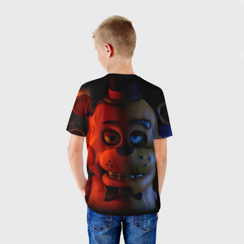 Детская футболка 3D с принтом 5 ночей Фредди, вид сзади #2