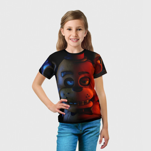 Детская футболка 3D с принтом 5 ночей Фредди, вид сбоку #3