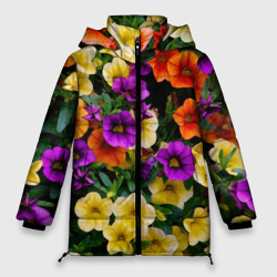 Разноцветная петуния – Женская зимняя куртка Oversize с принтом купить