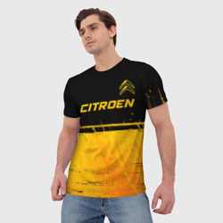 Мужская футболка 3D Citroen - gold gradient: символ сверху - фото 2