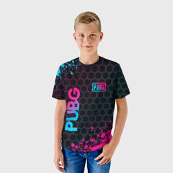 Детская футболка 3D PUBG - neon gradient: надпись, символ - фото 2