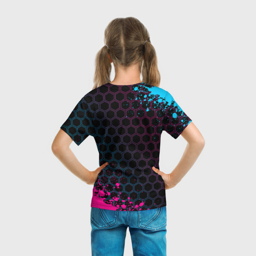 Детская футболка 3D PUBG - neon gradient: надпись, символ, цвет 3D печать - фото 6