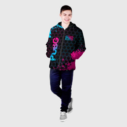 Мужская куртка 3D PUBG - neon gradient: надпись, символ - фото 2