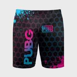 Мужские шорты спортивные PUBG - neon gradient: надпись, символ