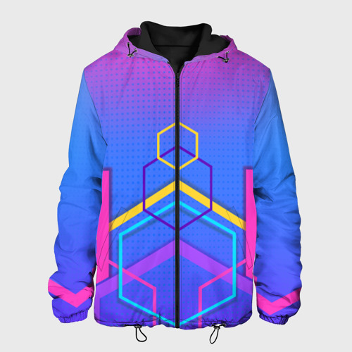 Мужская куртка 3D Многоцветный градиент с геометрическими фигурами, цвет 3D печать