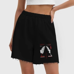 Женские шорты oversize футер хлопок Космонавты из манги человек бензопила - фото 2