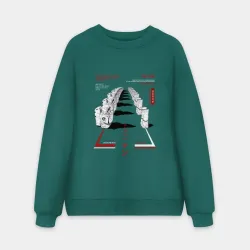 Мужской свитшот oversize без начеса хлопок Космонавты из манги человек бензопила