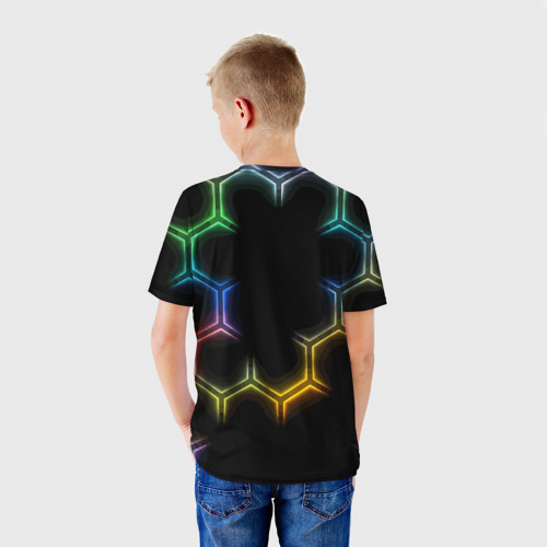 Детская футболка 3D Mercedes - neon pattern, цвет 3D печать - фото 4