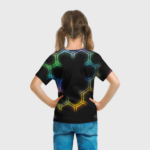 Детская футболка 3D Mercedes - neon pattern, цвет 3D печать - фото 6