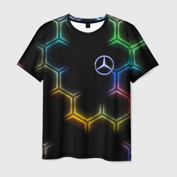 Мужская футболка 3D Mercedes - neon pattern