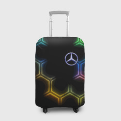 Чехол для чемодана 3D Mercedes - neon pattern