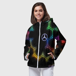 Женская ветровка 3D Mercedes - neon pattern - фото 2