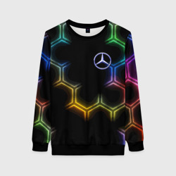Женский свитшот 3D Mercedes - neon pattern