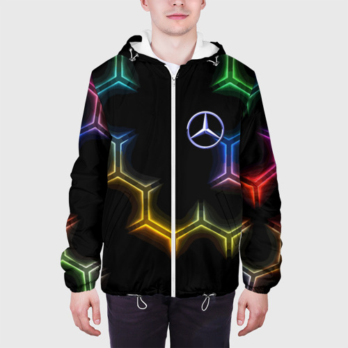 Мужская куртка 3D Mercedes - neon pattern, цвет 3D печать - фото 4