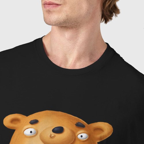 Мужская футболка хлопок с принтом Медвежонок с кофе, фото #4