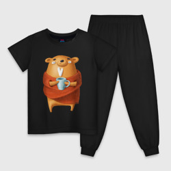 Детская пижама хлопок Медвежонок с кофе