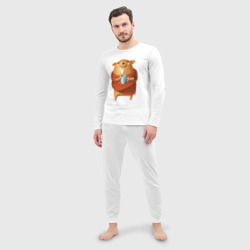 Мужская пижама с лонгсливом хлопок Медвежонок с кофе - фото 2