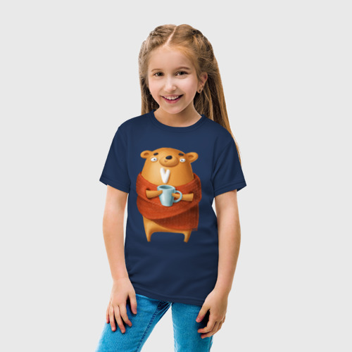 Детская футболка хлопок с принтом Медвежонок с кофе, вид сбоку #3