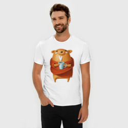 Мужская футболка хлопок Slim Медвежонок с кофе - фото 2