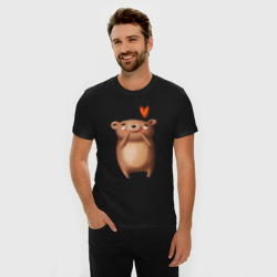 Мужская футболка хлопок Slim Мишка с   сердечком - фото 2