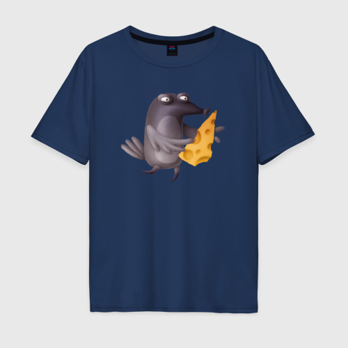 Мужская футболка хлопок Oversize с принтом Ворона с сыром, вид спереди #2