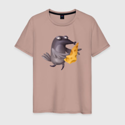 Мужская футболка хлопок Ворона с сыром
