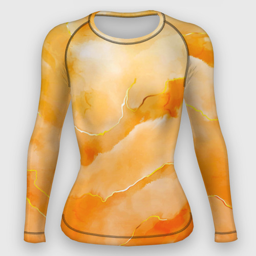 Женский рашгард 3D с принтом Оранжевое настроение, вид спереди #2