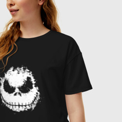 Женская футболка хлопок Oversize Jack Skellington face - фото 2