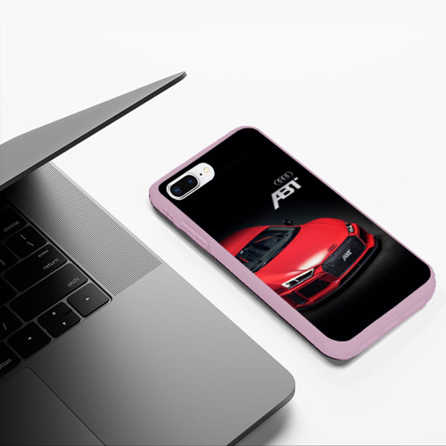 Чехол для iPhone 7Plus/8 Plus матовый Audi quattro ABT autotuning, цвет розовый - фото 5
