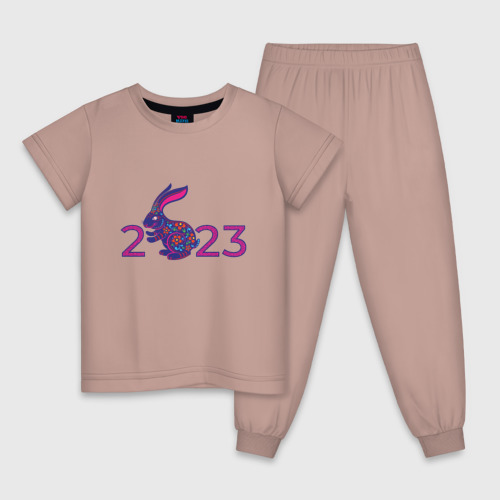 Детская пижама хлопок с принтом Кролик 2023, вид спереди #2