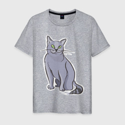 Русская голубая кошка – Мужская футболка хлопок с принтом купить со скидкой в -20%