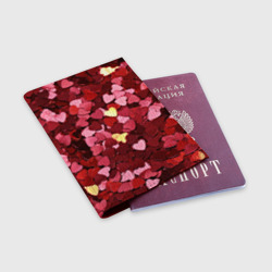 Обложка для паспорта матовая кожа Куча разноцветных сердечек - фото 2