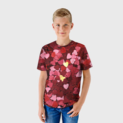Детская футболка 3D Куча разноцветных сердечек - фото 2