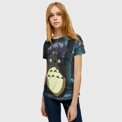 Женская футболка 3D Totoro in rain forest - фото 2
