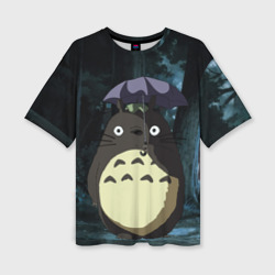 Totoro in rain forest – Женская футболка oversize 3D с принтом купить со скидкой в -50%