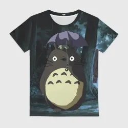 Женская футболка 3D Totoro in rain forest