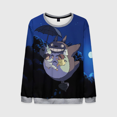 Мужской свитшот 3D Night flight Totoro, цвет меланж