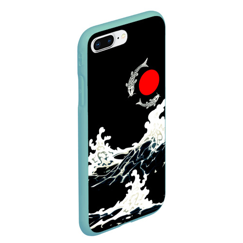 Чехол для iPhone 7Plus/8 Plus матовый с принтом Волны и рыбки, вид сбоку #3