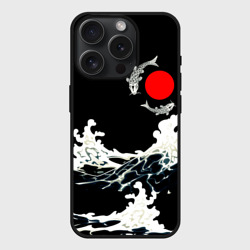 Чехол силиконовый для Apple iPhone 15 Pro матовый Волны и рыбки