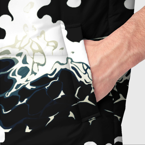 Мужской жилет утепленный 3D Волны и рыбки, цвет черный - фото 6