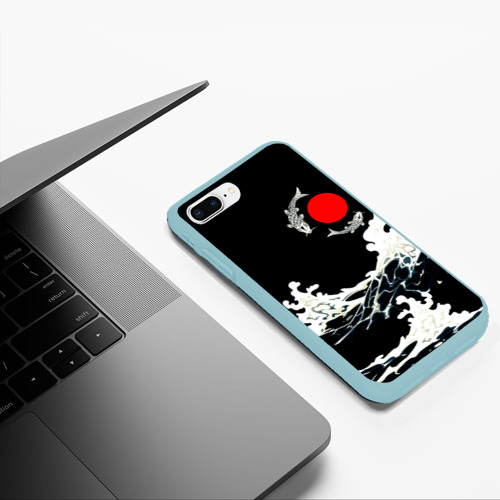 Чехол для iPhone 7Plus/8 Plus матовый с принтом Волны и рыбки, фото #5