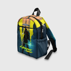 Рюкзак с принтом Cyberpunk Edgerunners для ребенка, вид на модели спереди №3. Цвет основы: белый
