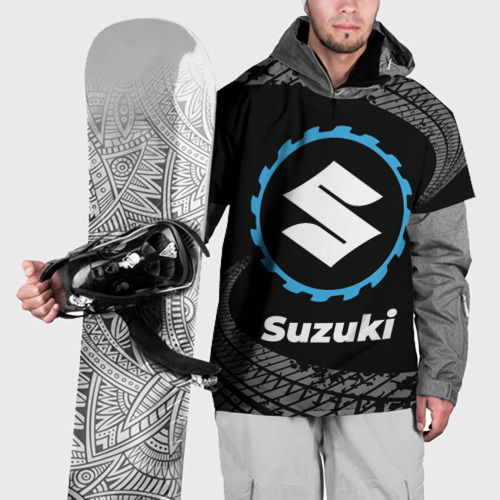 Накидка на куртку 3D Suzuki в стиле Top Gear со следами шин на фоне, цвет 3D печать