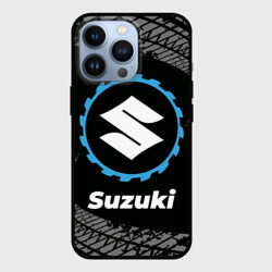 Чехол для iPhone 13 Pro Suzuki в стиле Top Gear со следами шин на фоне