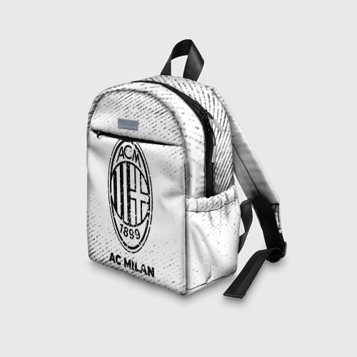 Детский рюкзак 3D с принтом AC Milan с потертостями на светлом фоне, вид сбоку #3