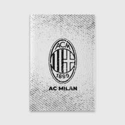 Обложка для паспорта матовая кожа AC Milan с потертостями на светлом фоне