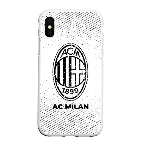 Чехол для iPhone XS Max матовый AC Milan с потертостями на светлом фоне